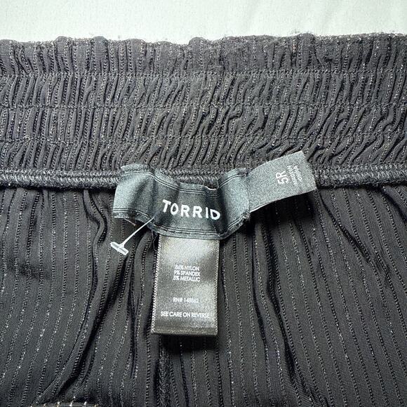 Torrid Pull On Wide Leg Stretch Lurex High Rise Pants Size 5X Glitter Stripe NEW - Picture 3 of 12